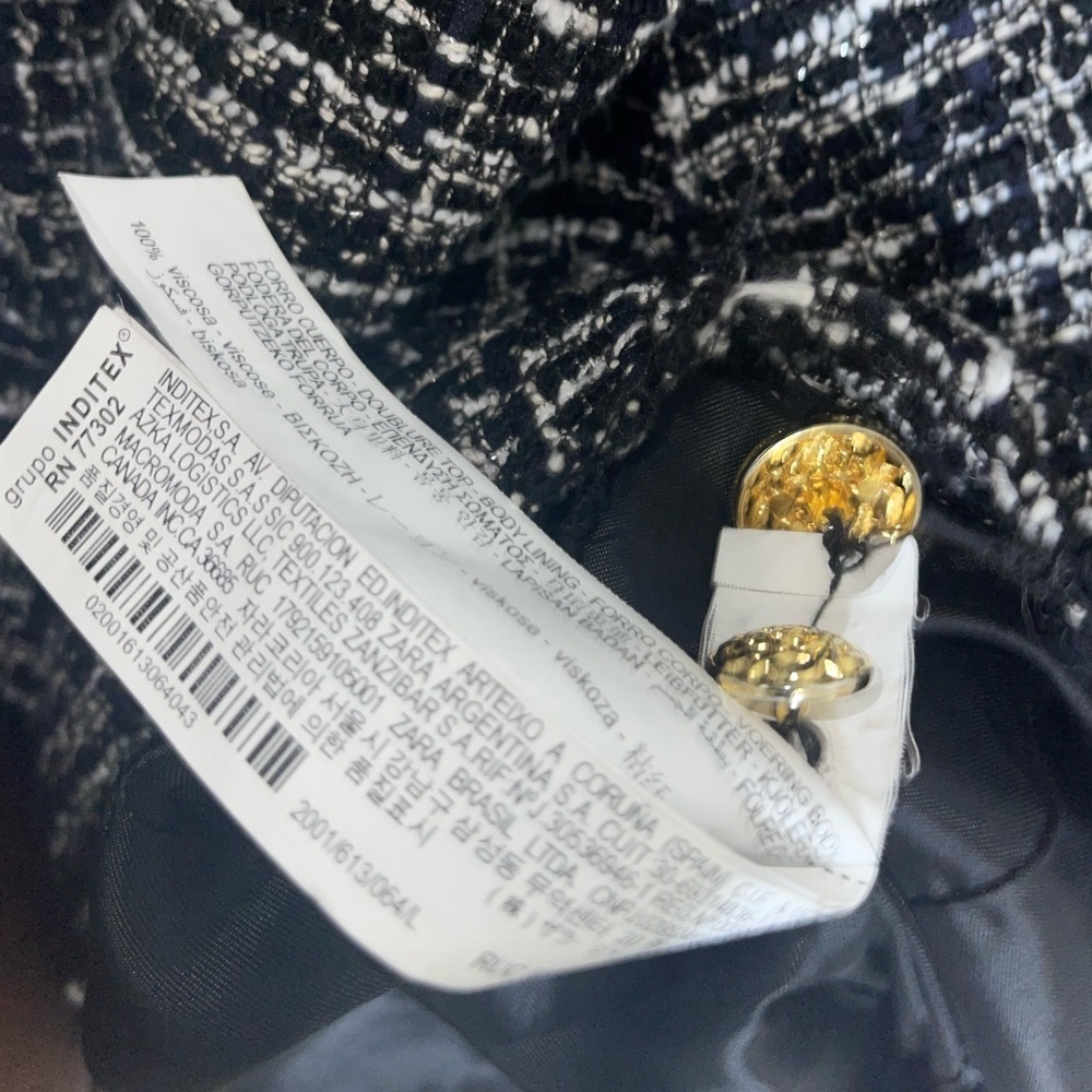 Bloggers Favorite Zara Women's DoubleBreast Tweed Textured Black & White Blazer - Picture 9 of 16